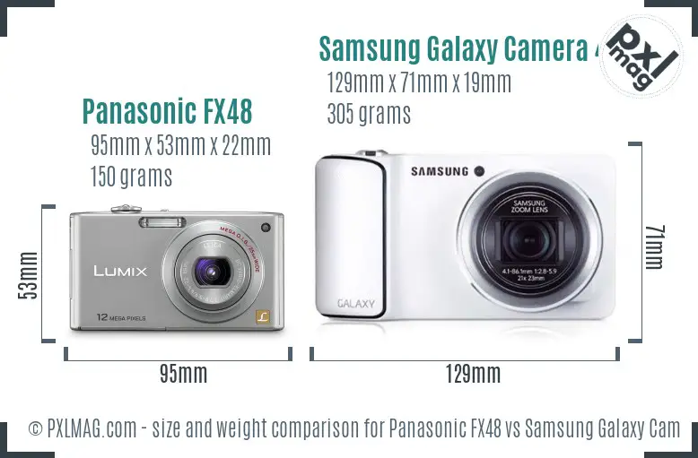 Panasonic FX48 vs Samsung Galaxy Camera 4G size comparison