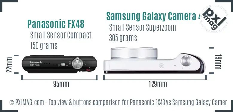Panasonic FX48 vs Samsung Galaxy Camera 4G top view buttons comparison
