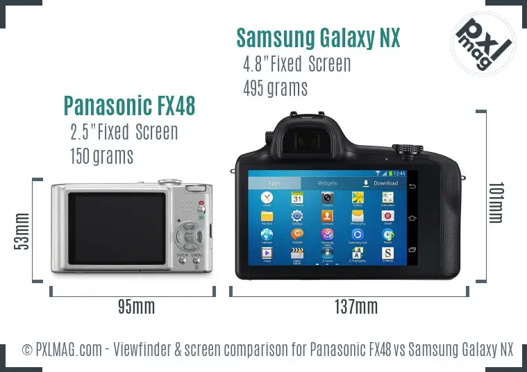 Panasonic FX48 vs Samsung Galaxy NX Screen and Viewfinder comparison