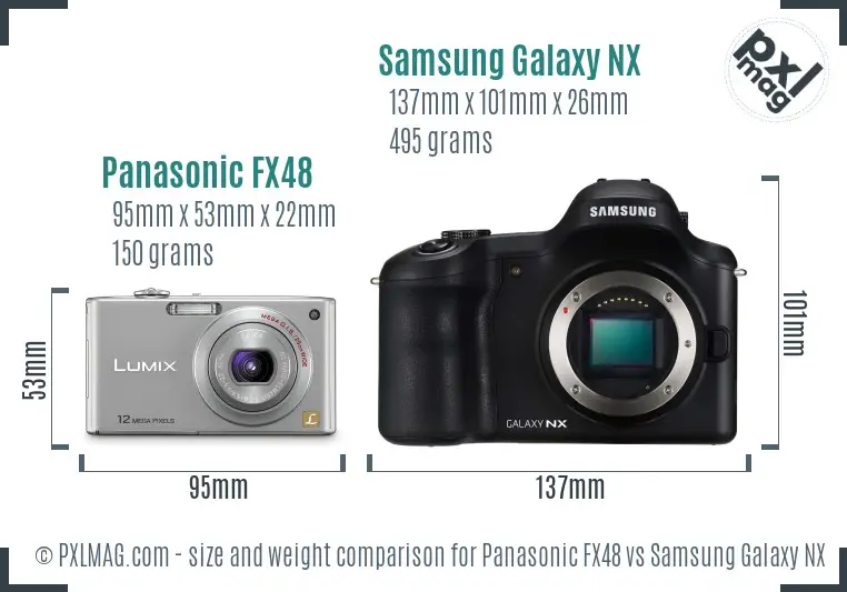 Panasonic FX48 vs Samsung Galaxy NX size comparison