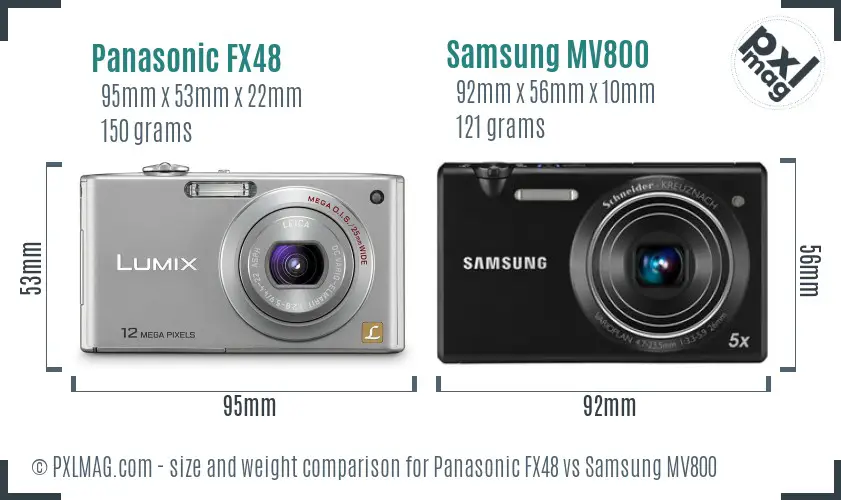 Panasonic FX48 vs Samsung MV800 size comparison