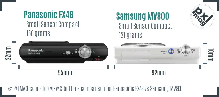 Panasonic FX48 vs Samsung MV800 top view buttons comparison