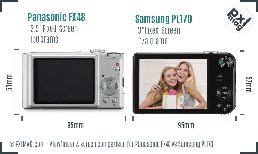 Panasonic FX48 vs Samsung PL170 Screen and Viewfinder comparison