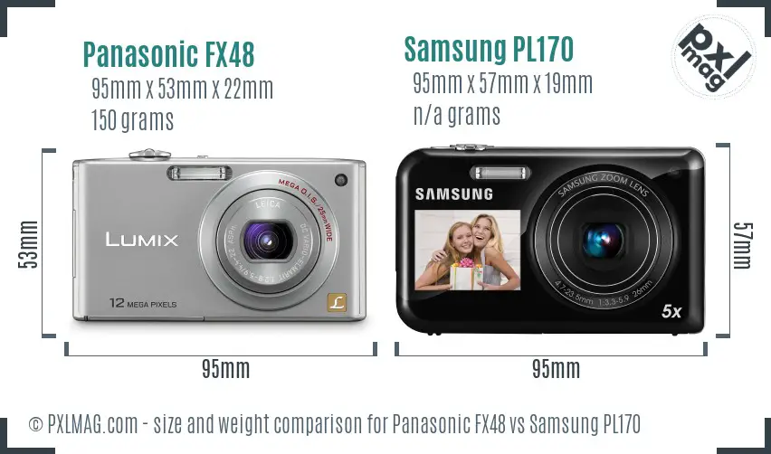 Panasonic FX48 vs Samsung PL170 size comparison