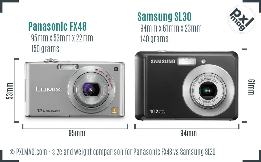 Panasonic FX48 vs Samsung SL30 size comparison