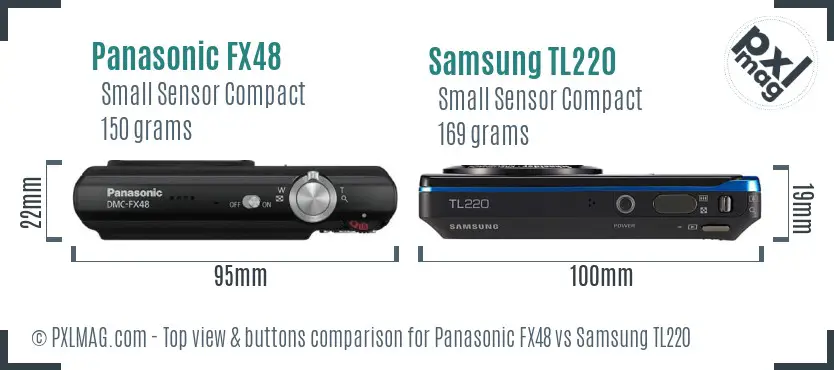 Panasonic FX48 vs Samsung TL220 top view buttons comparison