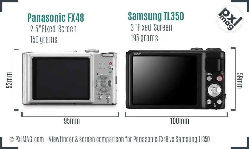 Panasonic FX48 vs Samsung TL350 Screen and Viewfinder comparison Panasonic FX48 vs Samsung TL350 Screen and Viewfinder comparison