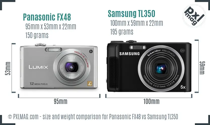 Panasonic FX48 vs Samsung TL350 size comparison Panasonic FX48 vs Samsung TL350 size comparison