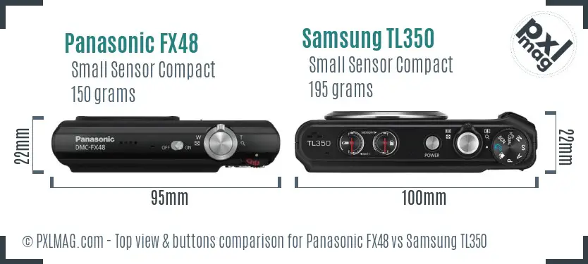 Panasonic FX48 vs Samsung TL350 top view buttons comparison Panasonic FX48 vs Samsung TL350 top view buttons comparison