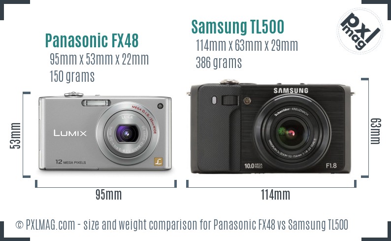 Panasonic FX48 vs Samsung TL500 size comparison Panasonic FX48 vs Samsung TL500 size comparison