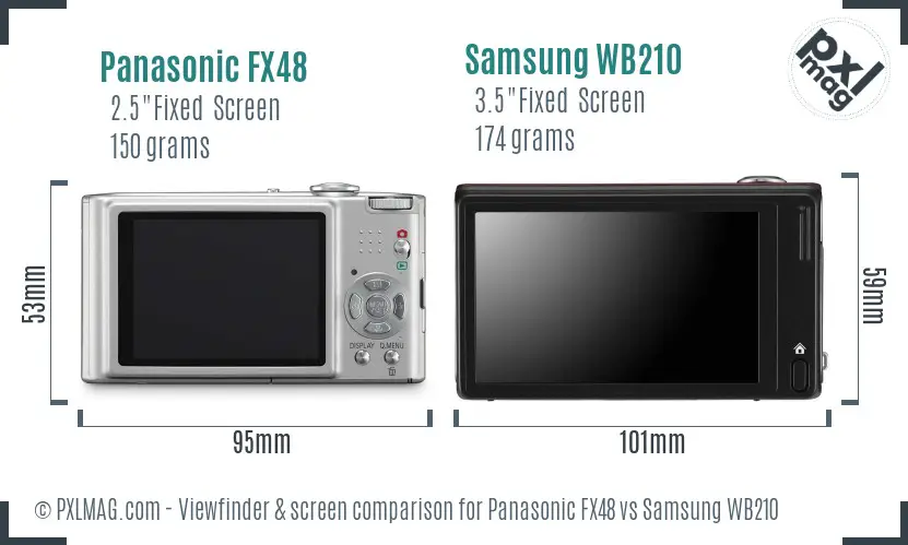 Panasonic FX48 vs Samsung WB210 Screen and Viewfinder comparison