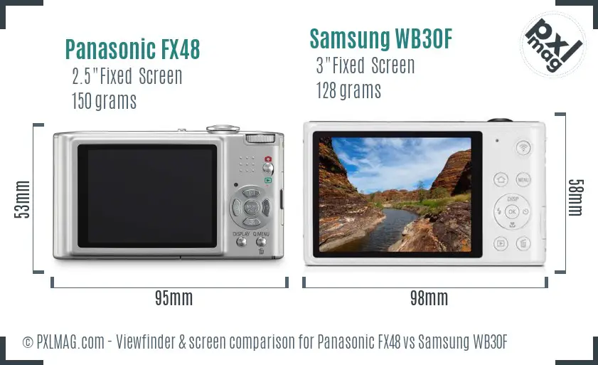Panasonic FX48 vs Samsung WB30F Screen and Viewfinder comparison Panasonic FX48 vs Samsung WB30F Screen and Viewfinder comparison