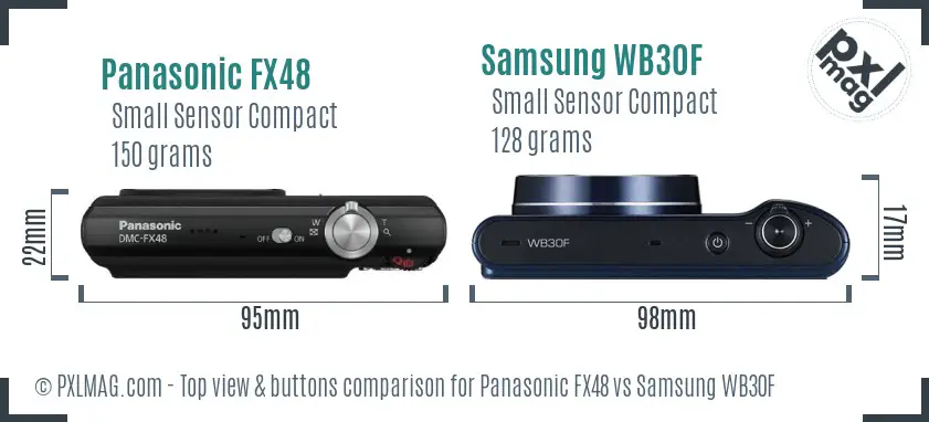 Panasonic FX48 vs Samsung WB30F top view buttons comparison Panasonic FX48 vs Samsung WB30F top view buttons comparison