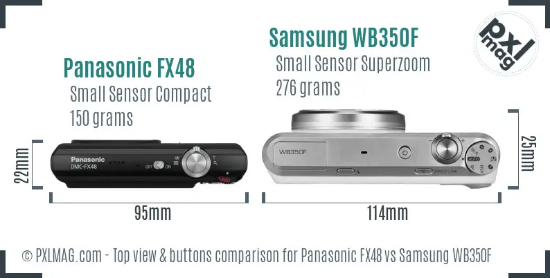 Panasonic FX48 vs Samsung WB350F top view buttons comparison Panasonic FX48 vs Samsung WB350F top view buttons comparison