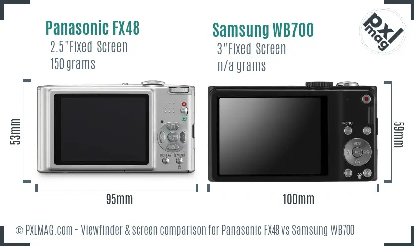 Panasonic FX48 vs Samsung WB700 Screen and Viewfinder comparison