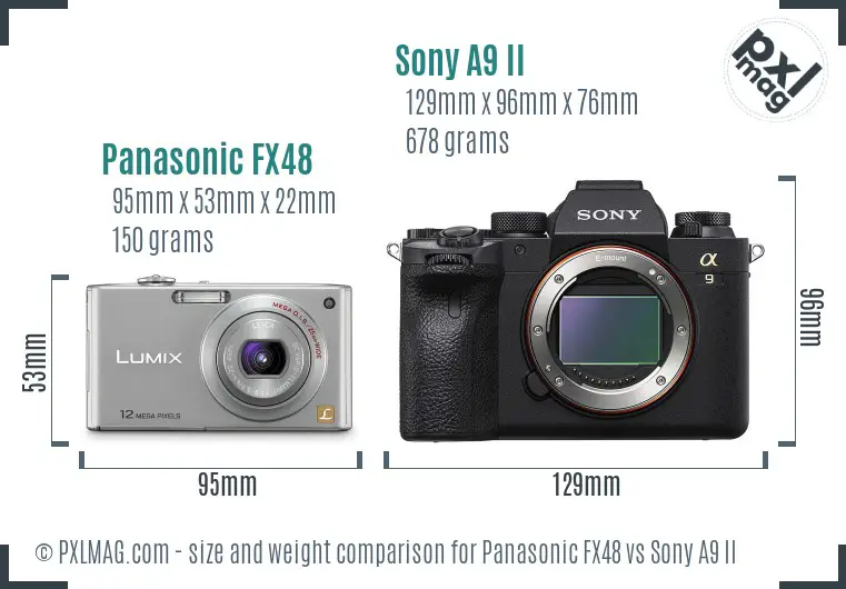 Panasonic FX48 vs Sony A9 II size comparison