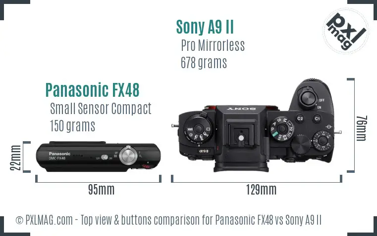 Panasonic FX48 vs Sony A9 II top view buttons comparison