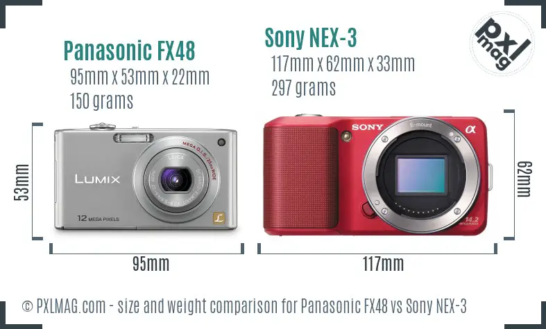 Panasonic FX48 vs Sony NEX-3 size comparison Panasonic FX48 vs Sony NEX-3 size comparison
