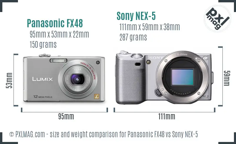 Panasonic FX48 vs Sony NEX-5 size comparison
