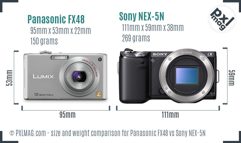 Panasonic FX48 vs Sony NEX-5N size comparison