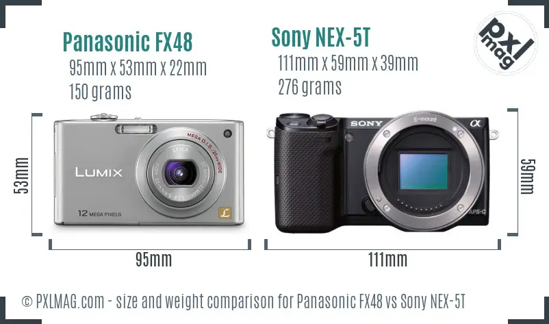 Panasonic FX48 vs Sony NEX-5T size comparison