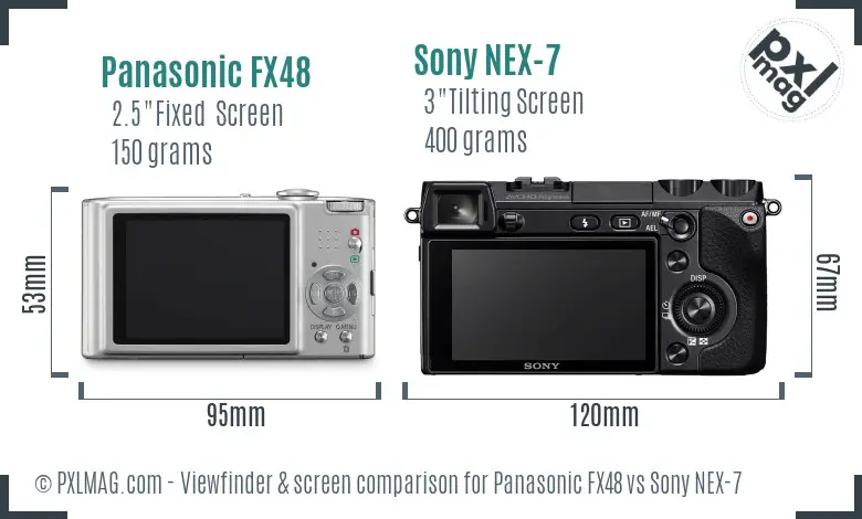 Panasonic FX48 vs Sony NEX-7 Screen and Viewfinder comparison