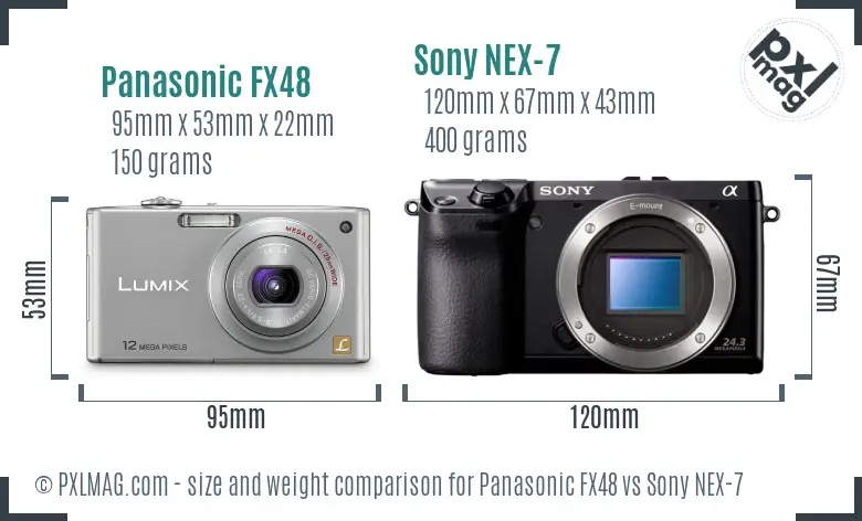 Panasonic FX48 vs Sony NEX-7 size comparison Panasonic FX48 vs Sony NEX-7 size comparison