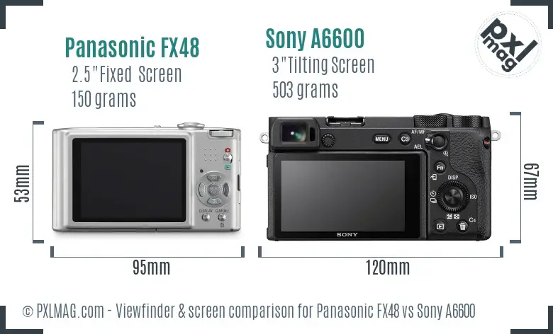 Panasonic FX48 vs Sony A6600 Screen and Viewfinder comparison