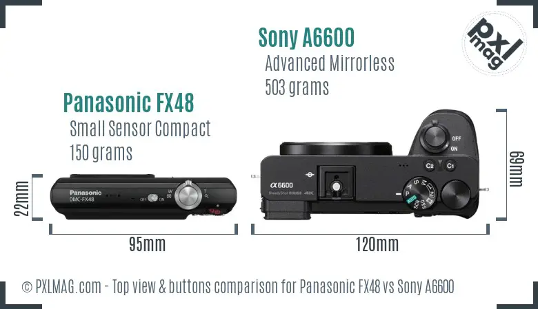 Panasonic FX48 vs Sony A6600 top view buttons comparison