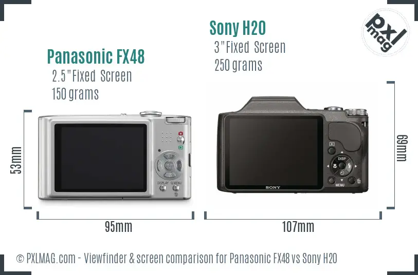 Panasonic FX48 vs Sony H20 Screen and Viewfinder comparison