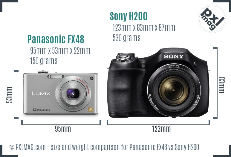 Panasonic FX48 vs Sony H200 size comparison Panasonic FX48 vs Sony H200 size comparison