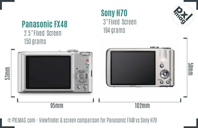 Panasonic FX48 vs Sony H70 Screen and Viewfinder comparison