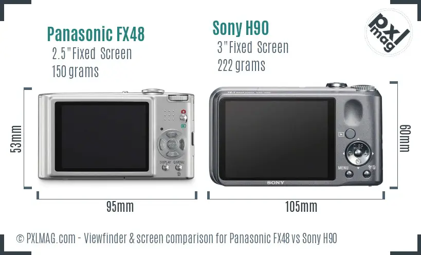 Panasonic FX48 vs Sony H90 Screen and Viewfinder comparison