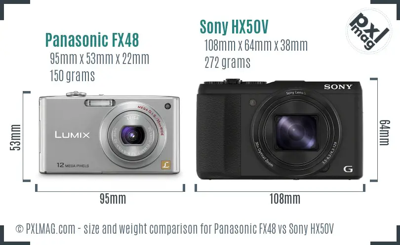 Panasonic FX48 vs Sony HX50V size comparison