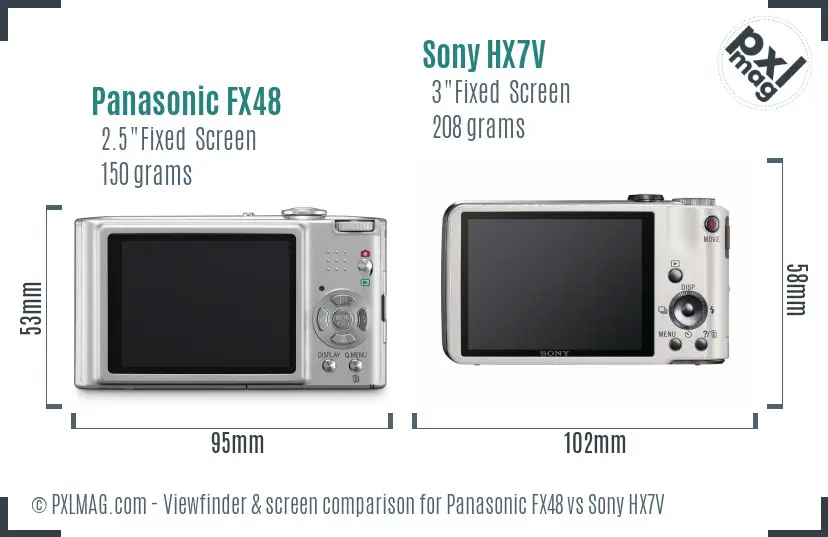 Panasonic FX48 vs Sony HX7V Screen and Viewfinder comparison
