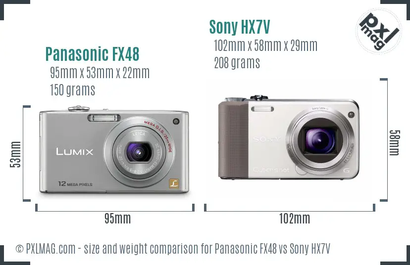 Panasonic FX48 vs Sony HX7V size comparison