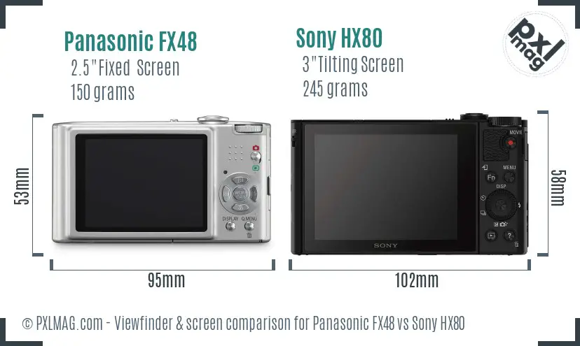 Panasonic FX48 vs Sony HX80 Screen and Viewfinder comparison