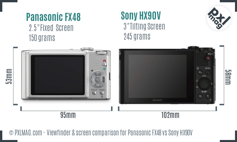 Panasonic FX48 vs Sony HX90V Screen and Viewfinder comparison
