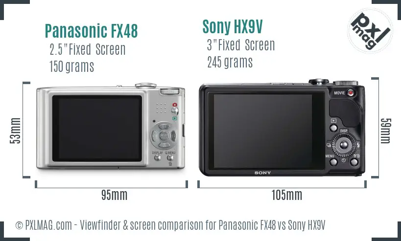 Panasonic FX48 vs Sony HX9V Screen and Viewfinder comparison Panasonic FX48 vs Sony HX9V Screen and Viewfinder comparison