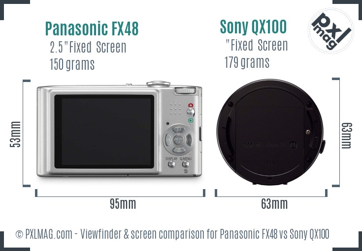 Panasonic FX48 vs Sony QX100 Screen and Viewfinder comparison