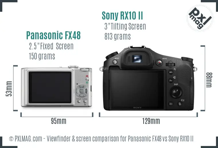 Panasonic FX48 vs Sony RX10 II Screen and Viewfinder comparison Panasonic FX48 vs Sony RX10 II Screen and Viewfinder comparison