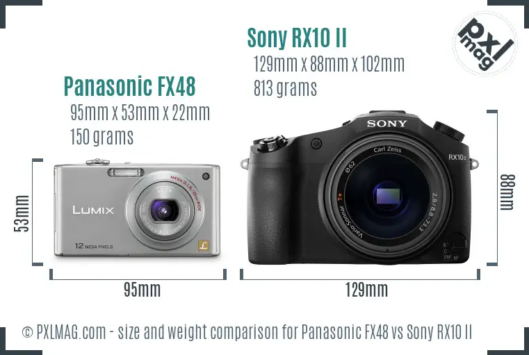 Panasonic FX48 vs Sony RX10 II size comparison Panasonic FX48 vs Sony RX10 II size comparison