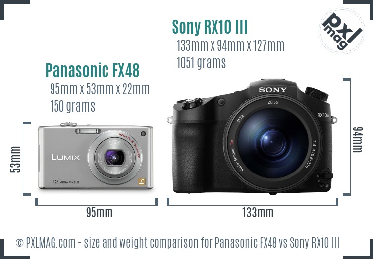 Panasonic FX48 vs Sony RX10 III size comparison