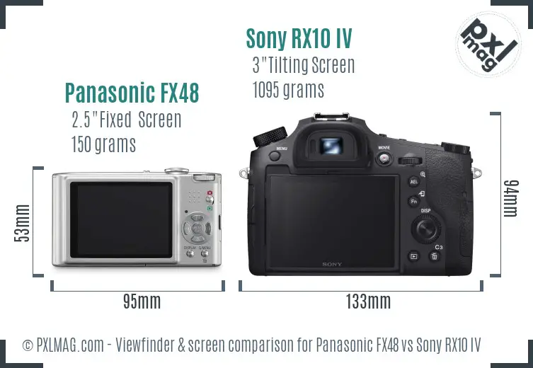 Panasonic FX48 vs Sony RX10 IV Screen and Viewfinder comparison