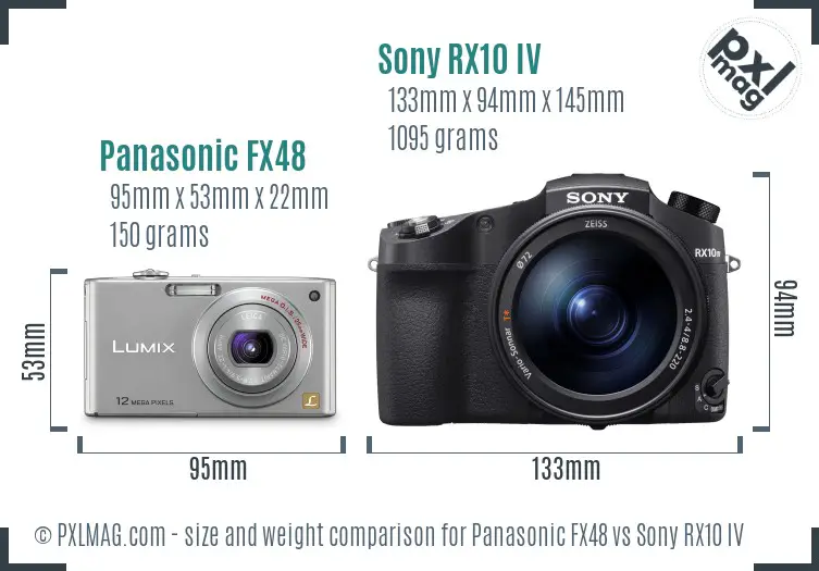 Panasonic FX48 vs Sony RX10 IV size comparison