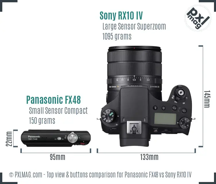 Panasonic FX48 vs Sony RX10 IV top view buttons comparison