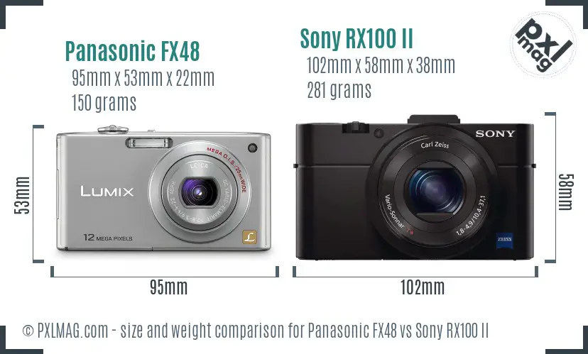 Panasonic FX48 vs Sony RX100 II size comparison