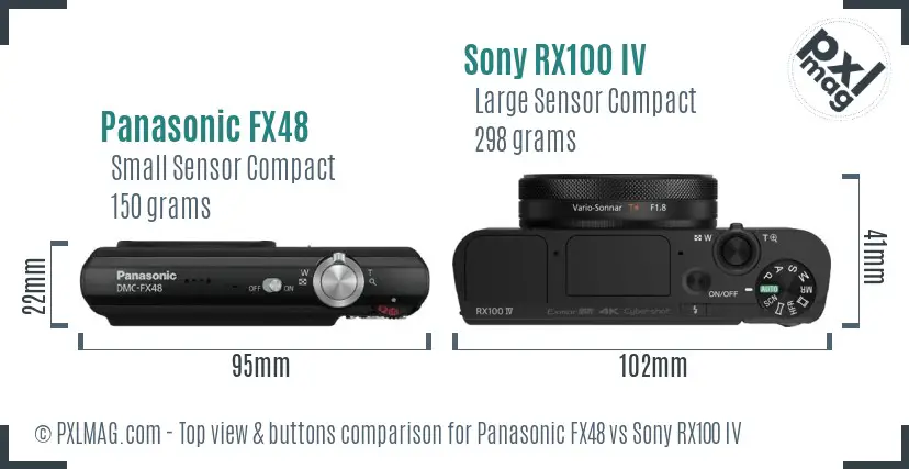 Panasonic FX48 vs Sony RX100 IV top view buttons comparison
