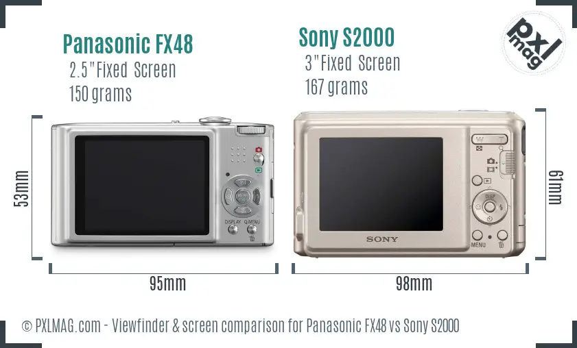 Panasonic FX48 vs Sony S2000 Screen and Viewfinder comparison Panasonic FX48 vs Sony S2000 Screen and Viewfinder comparison