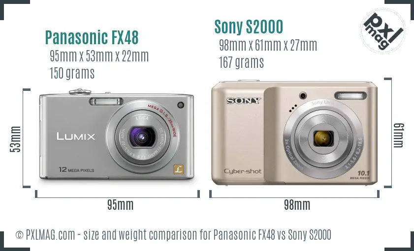 Panasonic FX48 vs Sony S2000 size comparison Panasonic FX48 vs Sony S2000 size comparison